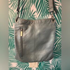 HOBO baby blue leather crossbody bag purse multi pockets